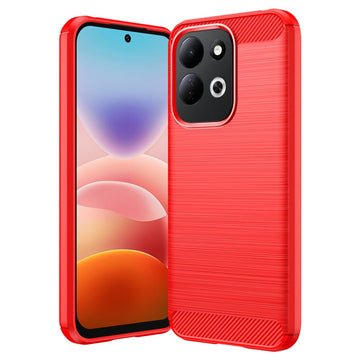 Husa Brush pentru Xiaomi Redmi 17 4G/5G, TPU, Metall Look - Rosu