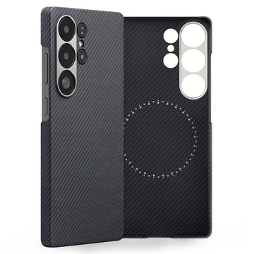 Husa Aramid PTK pentru iPhone 17 Pro, Kevlar Fiber cu MagSafe - Dark gri lines