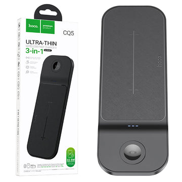 Statie Incarcare Wireless Hoco CQ5, Magsafe, 22.5W, 5V, 3A, Qi Charging, 3 in 1 - Negru