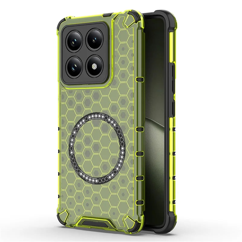 Husa HoneyComb - Xiaomi Redmi Note 14 Pro 4G, Magnet MagCase, AntiDrOppo Corners, Green