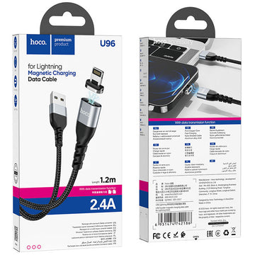 Cablu Date si Incarcare Hoco U96, USB-A la Lightning, 18W, 2.4A, 1m - Negru