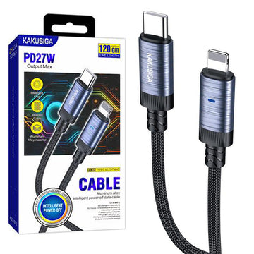 Cablu Date si Incarcare Kaku KSC-972, USB-A la Lightning, 3A, Smart On-Off, Braided, 1m - Negru