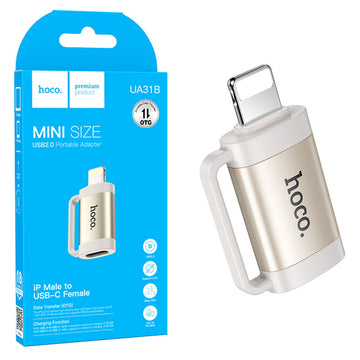 Adaptor OTG Transfer/Incarcare Hoco UA31B, USB-C la Lightning - Gri