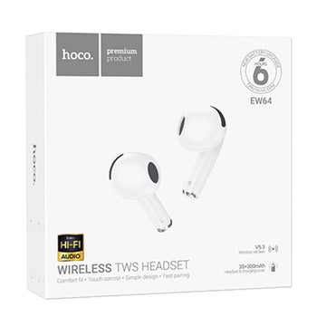 Casti Wireless Hoco EW64, Ear Buds, BT 5.3, 180h StandBy, 300mAh, Slide Tuning - Alb