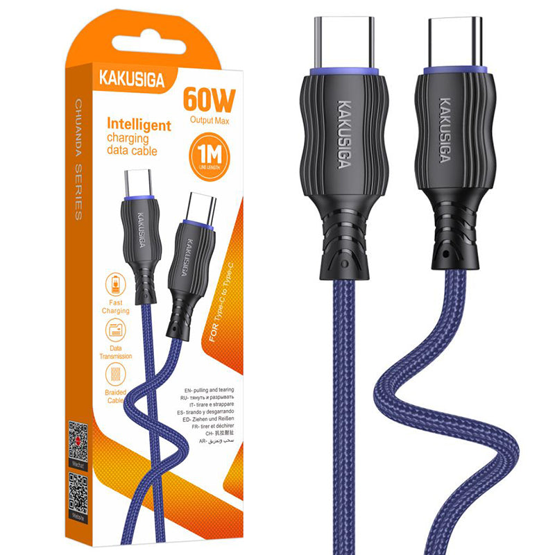 Cablu Date si Incarcare Kaku KSC-807, USB-C, PD60W, 1m - Albastru