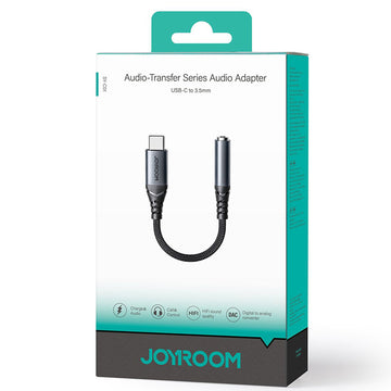 Cablu Audio Joyroom SY-C01, USB-C la Jack 3.5mm F, Braided, 14cm - Negru