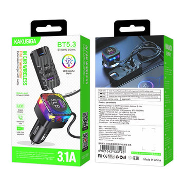 Modulator FM Kaku KSC-1069, 3.1A, 2xUSB-C, 3xUSB-A, QC 3.0, LED Ambient - Negru