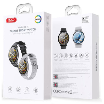 XO (J5) - Ceas SmartWatch, Amoled, BT 5.0, 260mAh, Screen Pearl, Round Sport, Black