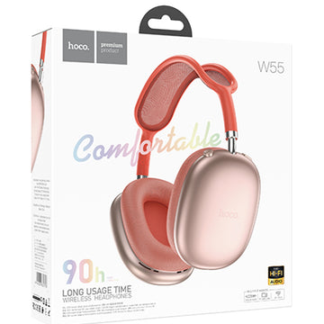 Casti Wireless Hoco W55, Over Ear, BT 5.4, 200h StandBy, TF Card - Roz