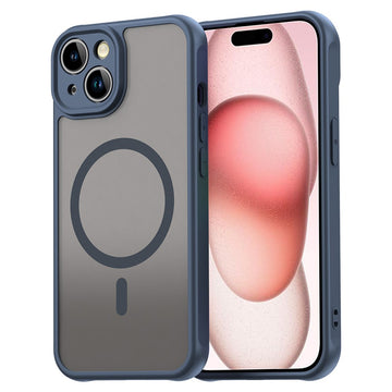 Husa MagFrost Pro pentru iPhone 15, Matte MagSafe, Frosted - Rama bleumarin