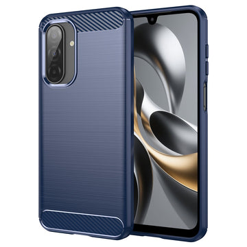 Husa Brush pentru Samsung A17, TPU, Metall Look - Albastru