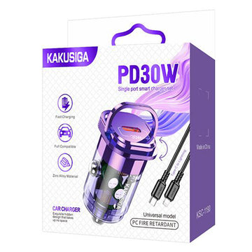 Incarcator Auto + Cablu Lightning Kaku KSC-1190, 1m, PD30W, 1xUSB-C - Mov