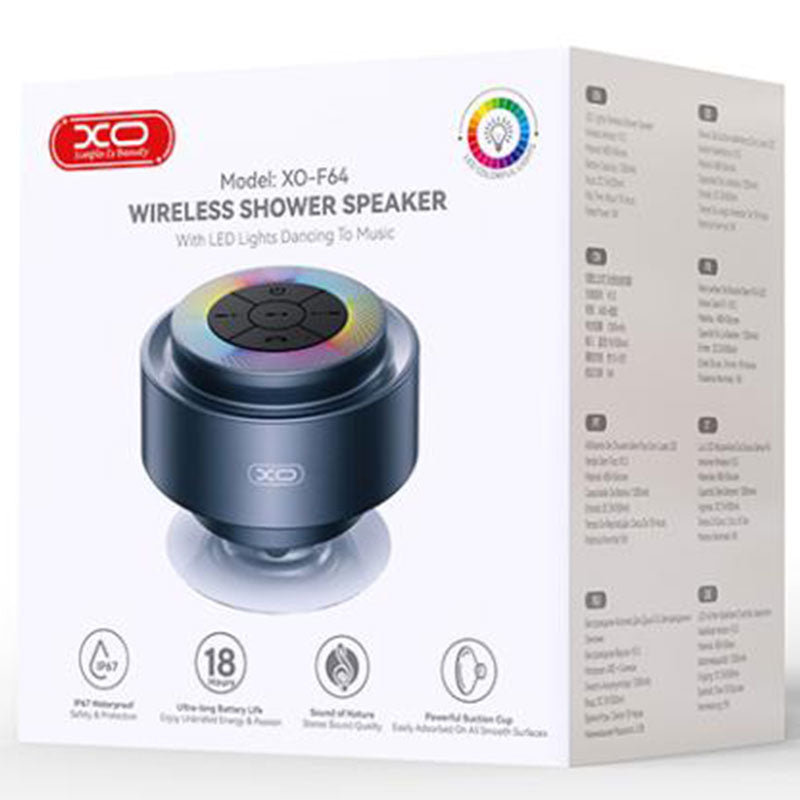 XO (F64) - Mini Boxa baie, Speaker BT 5.3, 1200mAh, WaterProof, cu ventuza, GREY