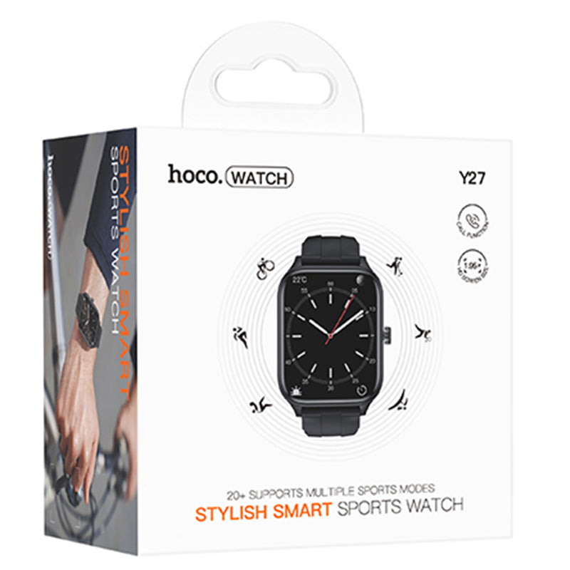 Hoco (Y27) - Ceas SmartWatch, Sport, BT 5.0, functie de apel, 230mAh, Multilanguage, Black