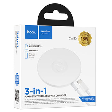 Incarcator Wireless Hoco CW50, AP Series, 15W, Qi Charging, Fast - Alb