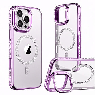 Husa Crystal Plated pentru Samsung S25, MagCase, CamStand - Mov