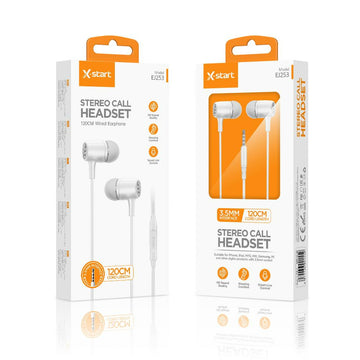 Casti cu Fir X-Start EJ253, In Ear, 3.5mm, 1.2m, Mic & Volume Key - Alb