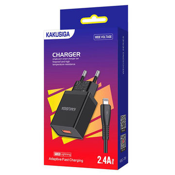 Incarcator Retea + Cablu Lightning Kaku KSC-781, 18W, 2.4A, 1xUSB-A, QC 3.0 - Negru
