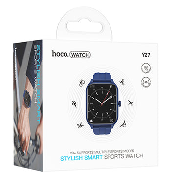 Ceas SmartWatch Hoco Y27, Sport, BT 5.0, Functie de Apel, 230mAh, Multilanguage - Albastru