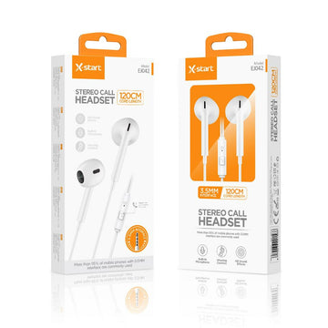 Casti cu Fir X-Start EJ-042, In Ear, 3.5mm, 1.2m, Mic & Volume Key, 4thdiP Classic - Alb