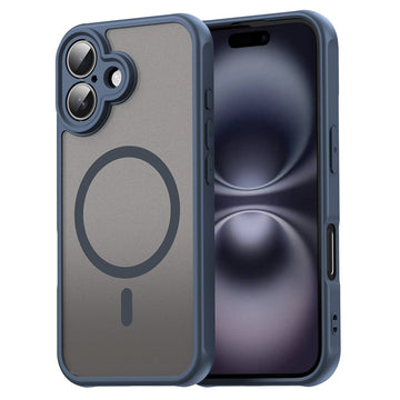 Husa MagFrost Pro pentru iPhone 16, Matte MagSafe, Frosted - Rama bleumarin