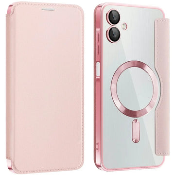 Husa MagFlip pentru Samsung A06, Magnet, RFID Protect, Piele, Chrome Edge - Roz