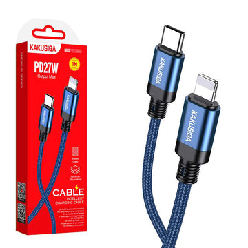Cablu Date si Incarcare Kaku KSC-970, USB-C la Lightning, PD27W, QC3.0, Braided, 1m - Albastru