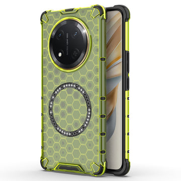 Husa HoneyComb pentru Honor Magic7 Lite, X9c, Magnet MagCase, AntiDrop Corners - Verde