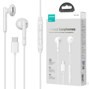 Casti cu Fir Joyroom JR-EC05, In Ear, USB-C, 1.2m, Mic & Volume Key, HiFi - Alb