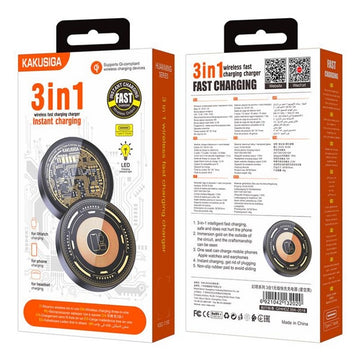 Incarcator Wireless Kaku KSC-1150, 15W, Qi Charging, Universal 3 in 1, Inteligent Charge - Negru