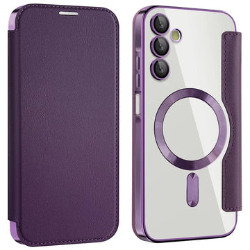 Husa MagFlip pentru Samsung A15, Magnet, RFID Protect, Piele, Chrome Edge - Mov