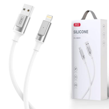 Cablu Date si Incarcare XO NB251, USB-A la Lightning, 6A, Metallic, 1m - Alb