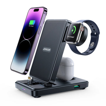Incarcator Wireless Joyroom JR-WQS02, Statie 4 in 1, 7.5W, Qi Charging, tip Stand - Negru