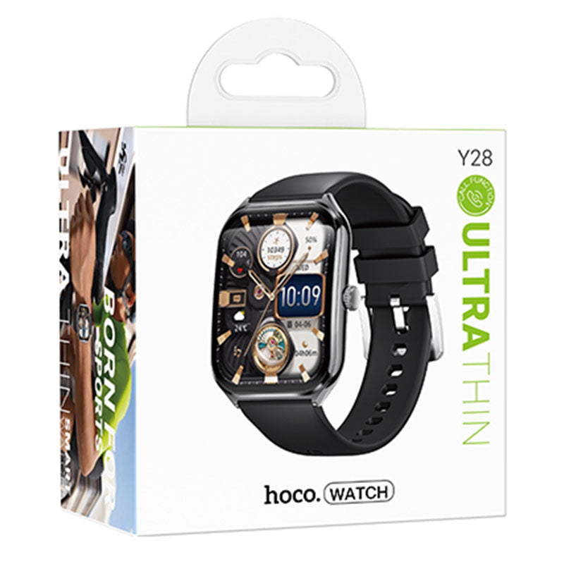 Hoco (Y28) - Ceas SmartWatch, Sport, BT 5.2, Amoled, functie de apel, 200mAh, Multilanguage, Black