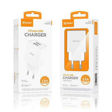 Incarcator Priza X-Start CDQ092, 3.6A, 5V, 2xUSB-A - Alb