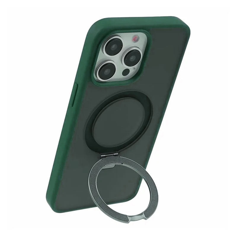 Husa Mike's - iPhone 15 Plus, AntiDrop, cu MagSafe, Inel Stand, Grey / Green