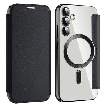 Husa MagFlip pentru Samsung S23 FE, Magnet, RFID Protect, Piele, Chrome Edge - Negru