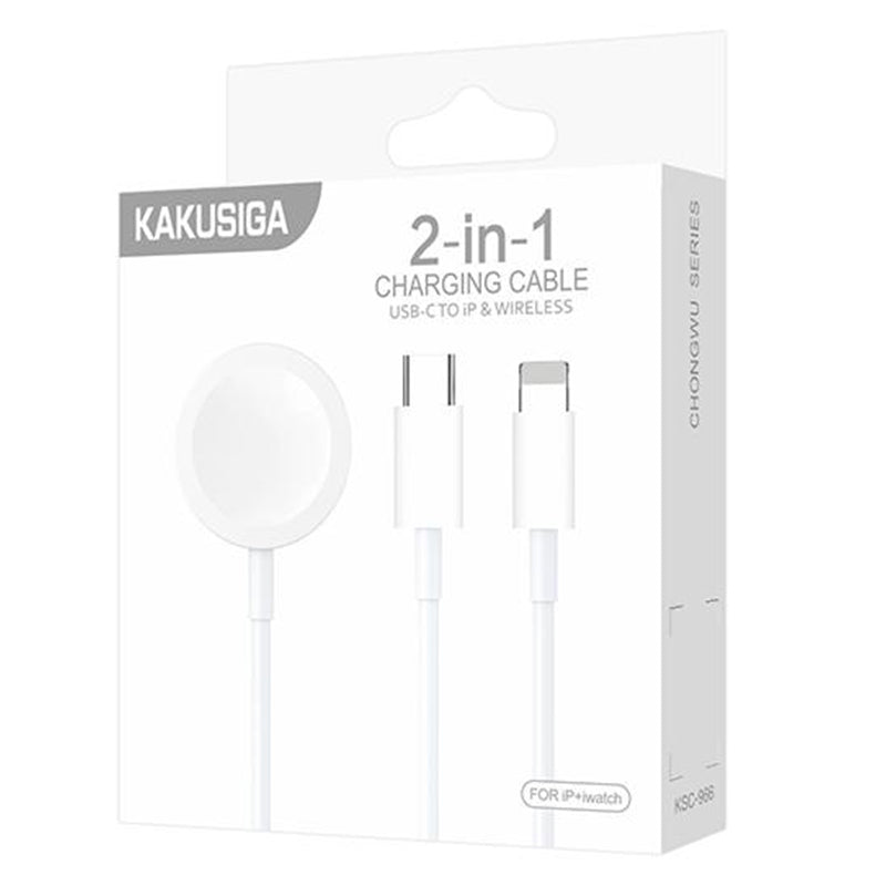 Kaku (KSC-966) - Incarcator Wireless, 5V, Dual Connector, USB-C / Lightning, White
