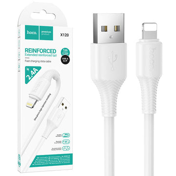 Cablu Date si Incarcare Hoco X120, USB A la Lightning, 2.4A, QC3.0, 1m - Alb
