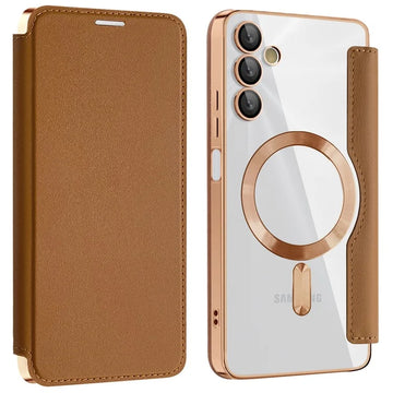 Husa MagFlip pentru Samsung A05s, Magnet, RFID Protect, Piele, Chrome Edge - Auriu