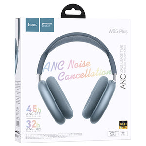 Casti Wireless Hoco W65 Plus, Over Ear, BT 5.4, Reducere Zgomot ANC - Albastru