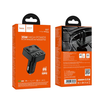 Modulator FM Hoco E87, BT 5.3, 35W, USB-C, 2xUSB - Negru