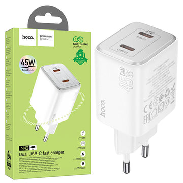 Incarcator Retea Hoco N42, 45W, 2xUSB-A - Alb