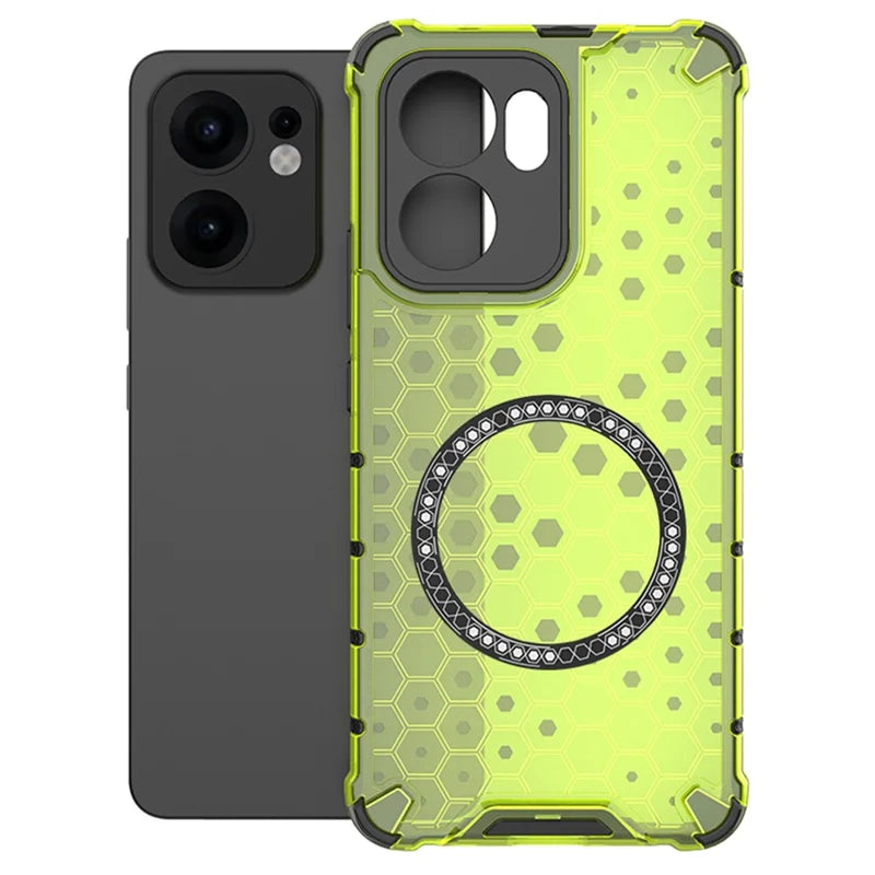 Husa HoneyComb - Oppo Reno 13F, Magnet MagCase, AntiDrOppo Corners, Green