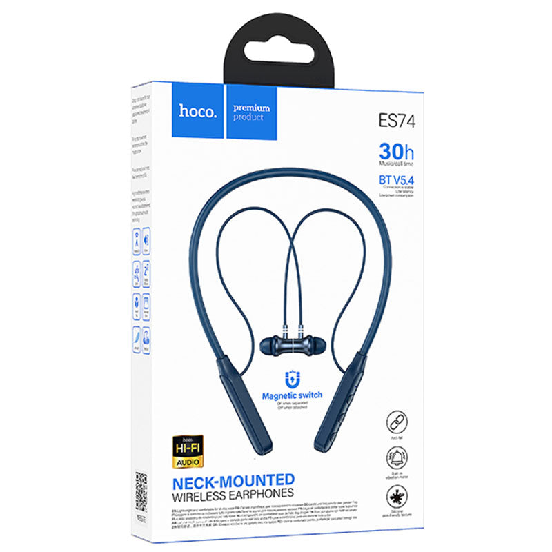 Hoco (ES74) - Casti Wireless, InEar, BT 5.4, 280mAh, Neck-Mount, Blue