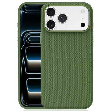 Husa Woven pentru iPhone 17 Pro Max, MagCase, TechWoven Piele, Soft Craft - Verde inchis