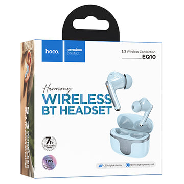 Casti Wireless Hoco EQ10, Ear Buds, BT 5.3, 180h StandBy, 300mAh, Power LED, Harmony - Albastru