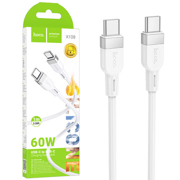 Cablu Date si Incarcare Hoco X109, USB-C, PD60W, QC3.0, 3A, 1m - Alb