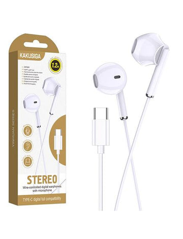 Casti cu Fir Kaku KSC-1295, In Ear, USB-C, 1.2m, Mic & Volume Key - Alb