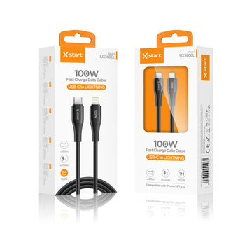 Cablu Date si Incarcare X-Start SJX360CL, USB-C la Lightning, 100W, 1m, Soft Texture - Negru